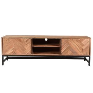 Miliboo Meuble TV en acacia et métal noir STICK