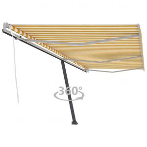 VidaXL Auvent Manuel R¿¿Tractable Sur Pied 600x350 Cm Jaune/Blanc