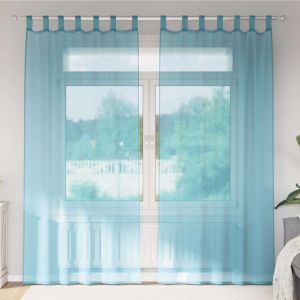 VidaXL Rideaux En Voile Avec Passe-Tringles 2 Pcs Turquoise