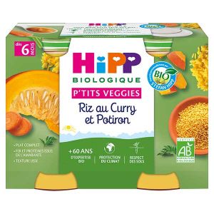 HiPP Bio P'tits Veggies Pot Riz au Curry et Potiron +6m 2 x 190g