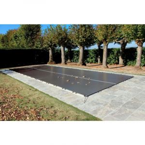 Bâche d'Hivernage Anthracite 7,70 x 4,70 m Piscine Maximum 7 x 4 m avec Grille Centrale d'Evacuation - Fabrication Française - Direct Usine - 550