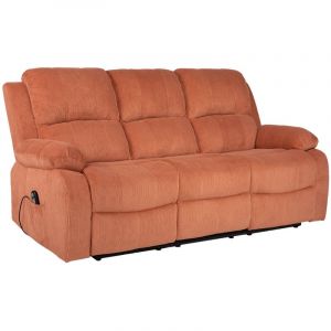 Bestmobilier - Armand - canapé 3 places relax électrique en velours côtelé - terracotta
