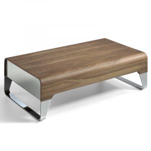 Table b e placage noyer deux tiroirs lat&eacute;raux