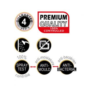 MSV Rideau de douche Polyester TYPE WRITER 180x200cm QUALIT&Eacute; PREMIUM Noir & Blanc - Anneaux inclus