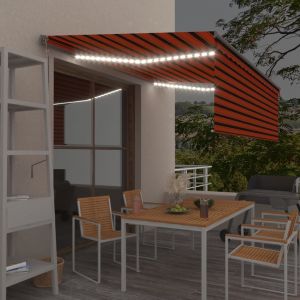 VidaXL Auvent automatique avec capteur de vent LED 4x3 m Orange marron - Multicolore