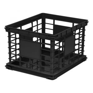 Iris Ohyama Caisse de Rangement en Plastique, Noir, Empilable, pour Vinyles, Fournitures de bureau et Livres, SC-LL
