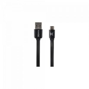 The kase Cable plat vers Micro USB (1m) pour Android, Noir de Jais