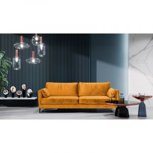 Maison Aubertin Canapé Velours Droit Jaune Splendido 2 Places