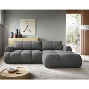 Bestmobilier - Yulin - canapé d'angle droit 4 places convertible avec coffre en tissu bouclette