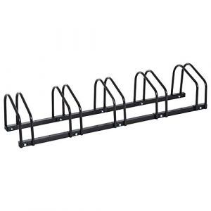 Image de Homcom R&acirc;telier 5 v&eacute;los dim. 130L x 33l x 27H cm acier galvanis&eacute; noir