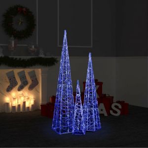 VidaXL Jeu de cônes lumineux à LED Acrylique Bleu 60/90/120 cm