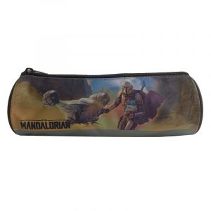Bagtrotter trousse scolaire ronde star wars the mandalorian grise