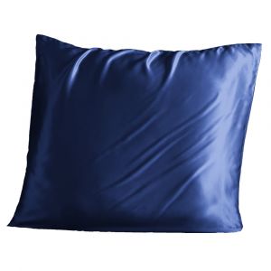 Taie d'oreiller soie de mûrier bleu nuit 63x63 cm