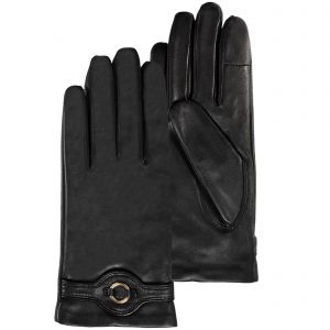 Isotoner Gants tactiles, en cuir d'agneau pleine fleur, doublés soie