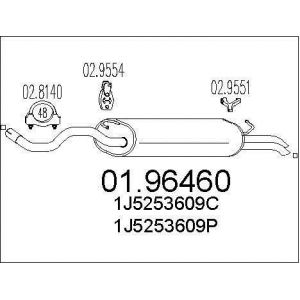 Image de MTS Pot d'Échappement 01.96460 Silencieux Echappement,Silencieux Arrière VW,SKODA,SEAT,BORA 1J2,BORA Ranchera familiar 1J6,GOLF IV Variant 1J5