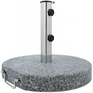 ScSPORTS Pied de parasol en granit - Acier inoxydable - 30 kg - Rond - Diamètre : 45 cm - Avec poignée et roulettes