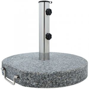 ScSPORTS Pied de parasol en granit - Acier inoxydable - 30 kg - Rond - Diamètre : 45 cm - Avec poignée et roulettes