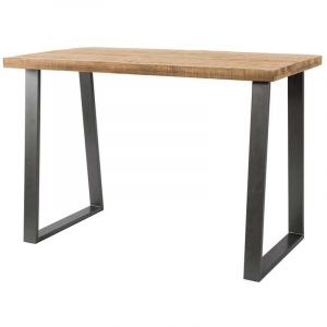 Jayto - table de bar - bois massif de manguier - 135 cm - Noir / Bois