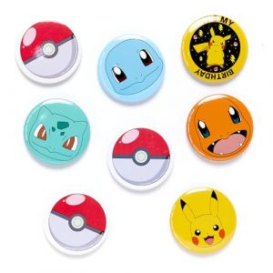 Amscan Pokémon - Pickachu - Anniversaire - Jeu de badges - 8 Pièces - 7 Cm.