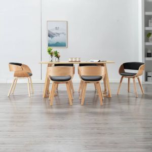 VidaXL Chaises de salle ? manger 6 pcs Noir Bois courb? et similicuir