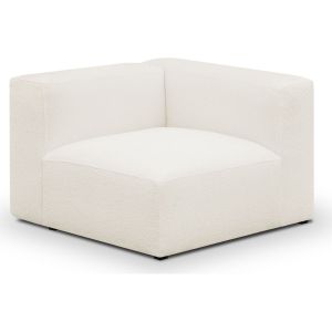 Chauffeuse d'angle à droite modulable en tissu bouclette écru