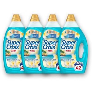 Super Croix par X•Tra - Lot de 4 Lessives Liquides - Bora Bora - Fleurs de Monoï & Lait d'Aloe - Moment Evasion - Experience Sensorielle - Parfum Intense - Longue Durée - Efficace dès 20°C - 42 Lavage (PENNGUIN-FR, neuf)