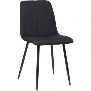 CLP Chaise de salle &agrave; manger Dijon avec Pi&egrave;tement en m&eacute;tal noir, Noir -Tissu