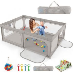 Costway - Parc pour Bébé avec 50 Balles Océaniques, Clôture pour Tout-Petits avec Maille Respirante, Centre d'Activités avec Base Antidérapante et