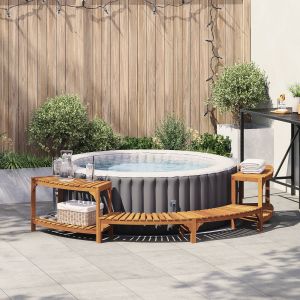 VidaXL Entourage de bain &agrave; remous semi-ronde 272x120.5x55.5 cm en bois massif d'acacia