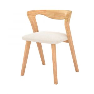 Rendez Vous D&eacute;co Chaise en bois d'h&eacute;v&eacute;a clair et tissu boucl&eacute; cr&egrave;me