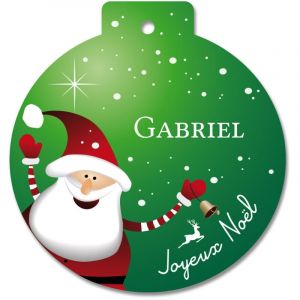 Boule de Noël Verte en Plexiglas personnalisable – Motif Père Noël – Décoration sapin à suspendre – Gravure prénom