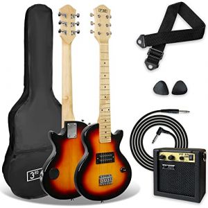 3rd Avenue Pack Guitare Rock &Eacute;lectrique enfant Taille Junior 1/2 pour D&eacute;butants - Ampli Portable 5 W, Jack, Housse, M&eacute;diators et Sangle - Sunburst