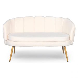 Canapé 2 places arrondi Brenda Tissu bouclette Beige
