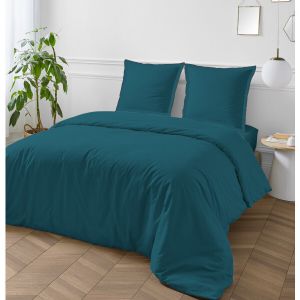 Parure de lit unie coton finition bourdon 240x220cm