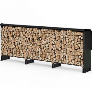 Vounot Serre Bûche 3m avec Housse de Protection Range Bûche en Métal Grande Capacité Rangement pour Bûches Serre bois Housse de Protection Intégrale Inclus Noir