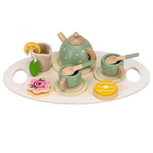 Jeu culinaire en bois - SPRINGOS - Set petit-d&eacute;jeuner 14 pi&egrave;ces - Plateau, th&eacute;i&egrave;re, tasses - Pour enfants 3+