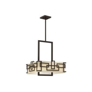 Hinkley Elstead - Suspension Lanza, bronze huil&eacute;, abat-jour avoine