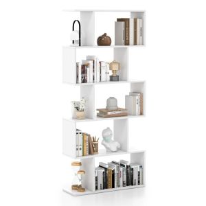 Image de Coast Bibliothèque à 5 tiroirs en forme de S - 70 x 23,5 x 158 cm - Blanc