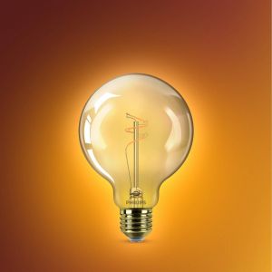 Philips Ampoule LED vintage &agrave; intensit&eacute; variable G95 E27 60W en verre ambr&eacute;