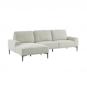Canapé 3 places angle gauche en tissu et structure / piètement métal noir Polyester Crème - Crème