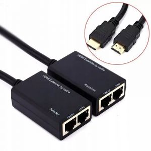 CÂBLE CONVERTISSEUR HDMI vers LAN UTILISANT UNE PAIRE TORSADÉE RJ45 30M