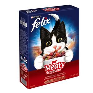 Purina Felix Meaty Sensations - Croquettes à la viande pour chat (2 kg)