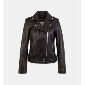 Galeries Lafayette Veste motard Léonard courte cuir Noir