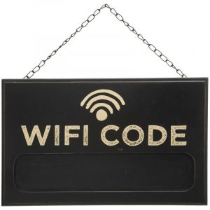 Image de Plaque de Porte Déco "Wifi Code" 35cm Noir Prix