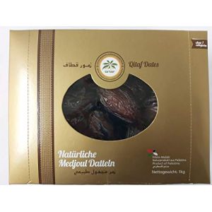 Dattes Medjool de Palestine 1kg I Dattes d'origine naturelle | Sans sulfites ni sucre ajouté | Fruits secs crus | Convient aux Végétariens et aux Végétaliens | 2.2 Lbs