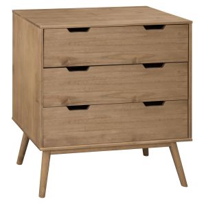 Commode Bali 3 tiroirs, Fabriqué en Bois de pin Massif, glissières métalliques - BOIS