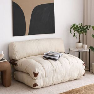 Atelier del Sofa - Canapé convertible 2 places Fold crème - 120x24x75 cm