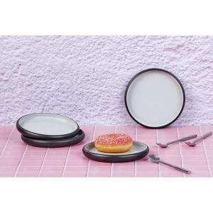 Lot de 4 assiettes à pain en grès noir D15.5