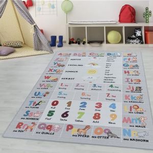 Teppium Tapis enfant tapis d&eacute;veil Tapis dapprentissage coloris gris 160x230 cm tapis chambre enfant tapis chambre b&eacute;b&eacute;