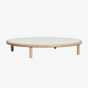 Table basse ronde en bois d'acacia Olivia Blanc Gardenia - Marron Acacia clair &Oslash;100 cm